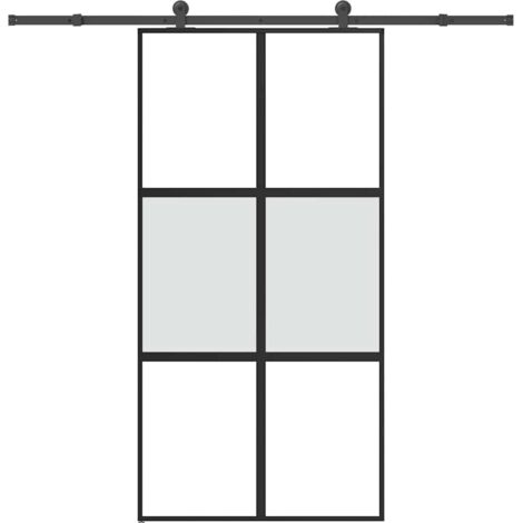 Porte coulissante kit de quincaillerie-Porte intérieure avec kit de montage complet trempé verre aluminium 571764 (1/5)
