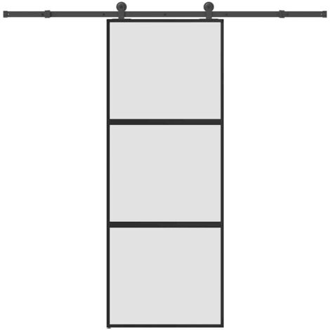 Porte coulissante kit de quincaillerie-Porte intérieure avec kit de montage complet trempé verre aluminium 747770 (1/5)