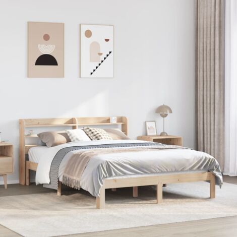 Cadre de lit avec tête de lit-Structure de lit avec rangement sans matelas 150x200 cm 933944 (1/5)