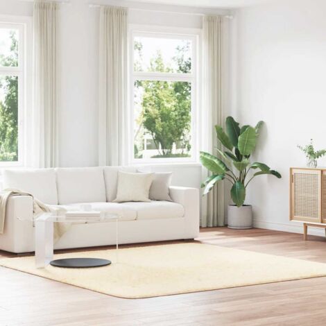 Tapis shaggy à poils longs-Tapis de salon-Tapis Chambre NAVARRA crème 240x240 cm polyester 758598 (1/5)