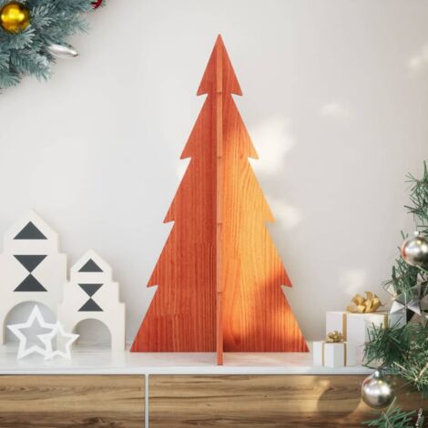 Sapin de Noël en bois pour décoration-Arbre de Noël-Décoration de Fête pour Noël 80 cm bois de pin massif 934035 (1/5)