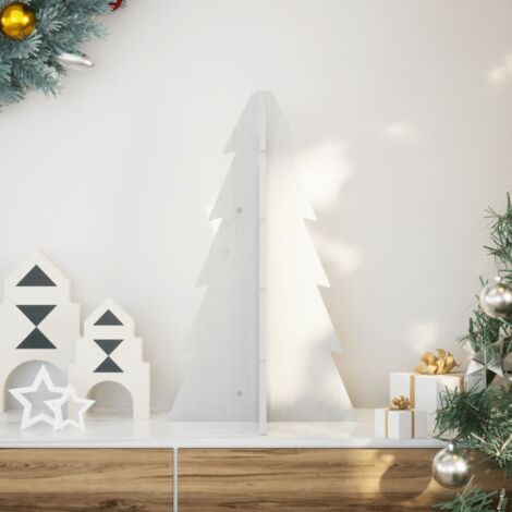 Sapin de Noël en bois pour décoration-Arbre de Noël-Décoration de Fête pour Noël blanc 69,5 cm pin massif 918133 (1/5)