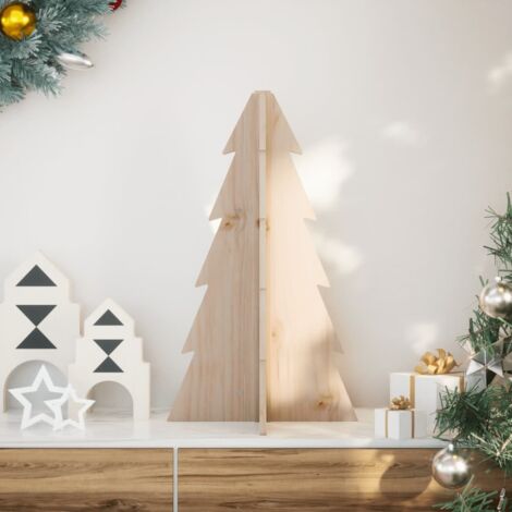 Sapin de Noël en bois pour décoration-Arbre de Noël-Décoration de Fête pour Noël 69,5cm bois massif de pin 679227 (1/5)