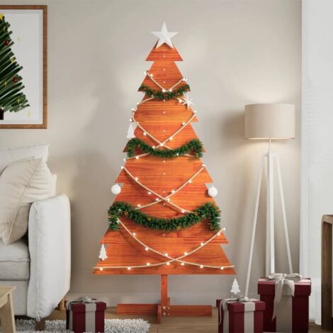 Sapin de Noël en bois pour décoration-Arbre de Noël-Décoration de Fête pour Noël 150 cm bois de pin massif 121887 (1/5)