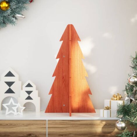 Sapin de Noël en bois pour décoration-Arbre de Noël-Décoration de Fête pour Noël 69,5cm bois de pin massif 504366 (1/5)