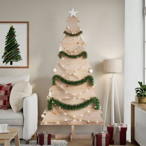 Sapin de Noël en bois pour décoration-Arbre de Noël-Décoration de Fête pour Noël 180 cm bois massif de pin 411505 (1/5)