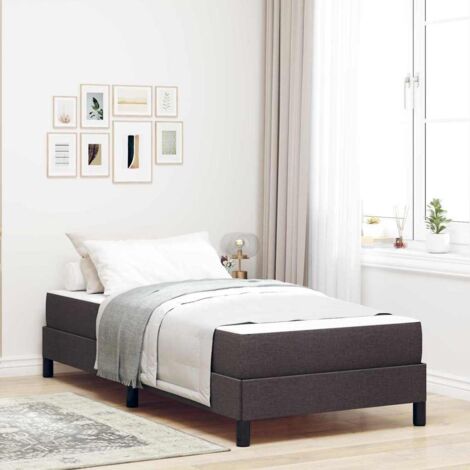 Lit à ressorts avec matelas-Sommier à ressorts de lit Marron foncé 100 x 200 cm tissu 965427 (1/5)