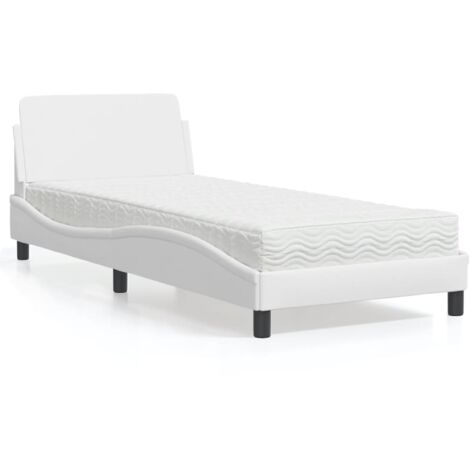 Lit avec matelas-Lit Adulte avec matelas Dover blanc 90x190 cm