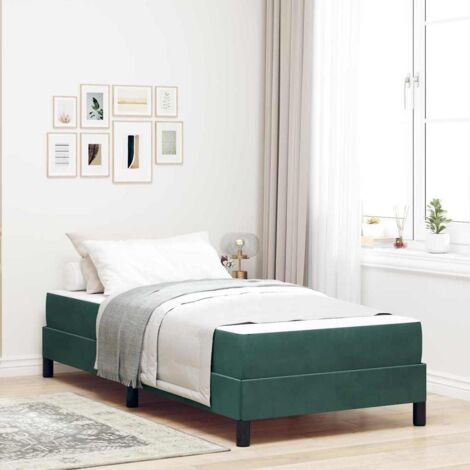 Lit boxspring avec matelas-Lit à ressorts-Sommier à ressorts de lit Vert foncé 100 x 200 cm Velours 420071 (1/5)