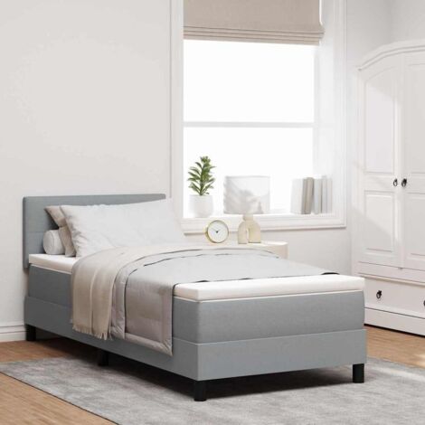 Lit boxspring avec matelas-Lit à ressorts-Sommier à ressorts de lit Gris clair 90 x 190 cm tissu 753929 (1/5)
