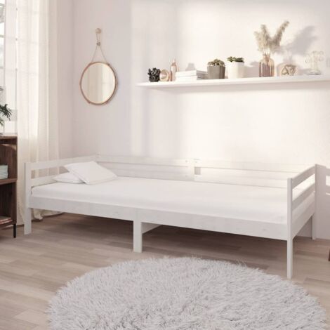 Lit de repos avec matelas-Lit de jour - Canapé-lit 90x200 cm Blanc Bois de pin massif 463671 (1/5)
