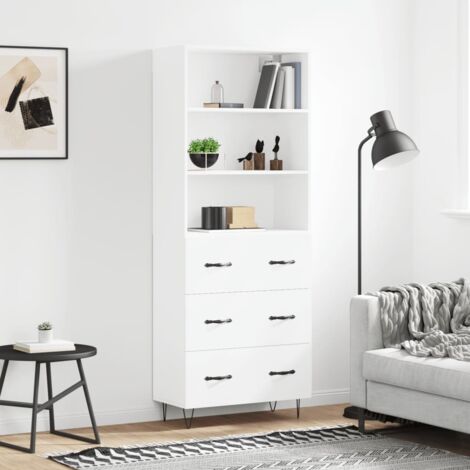 Buffet haut-Armoire de rangement Blanc 69,5x34x180 cm Bois d'ingénierie 588800 (1/5)