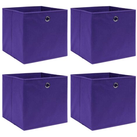 Boîtes de rangement 4 pcs-Coffre de rangement-Stockage Rangement Tissu intissé 28x28x28 cm Violet 496683 (1/5)