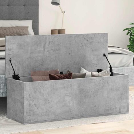 Boîte de rangement-Coffre de rangement-Stockage Rangement gris béton 102x35x35 cm bois d'ingénierie 584479 (1/5)