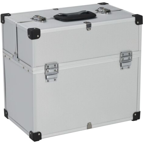 Boîte à outils-Coffre de rangement-Stockage Rangement 38x22,5x34 cm Argenté Aluminium 757781 (1/5)