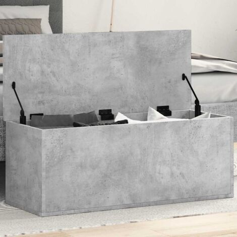 Boîte de rangement-Coffre de rangement-Stockage Rangement gris béton 90x35x35 cm bois d'ingénierie 720119 (1/5)