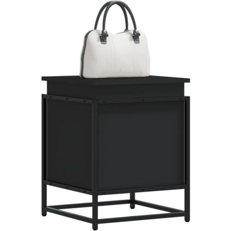 Boîte de rangement avec couvercle-Coffre de rangement-Stockage Rangement noir bois d'ingénierie 593934 (1/5)