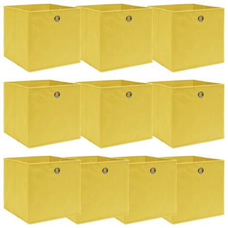 Boîtes de rangement 10 pcs-Coffre de rangement-Stockage Rangement Jaune 32x32x32 cm Tissu 919027 (1/5)