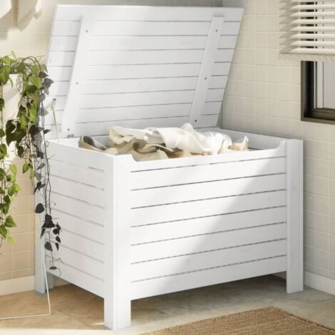 Boîte de rangement avec couvercle-Coffre de rangement-Stockage Rangement RANA blanc bois massif de pin 604383 (1/5)