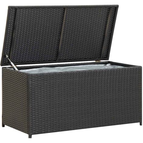 Boîte de rangement de jardin-Coffre de rangement-Stockage Rangement résine tressée 100x50x50 cm noir 170266
