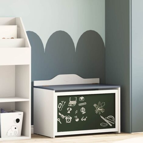 Boîte à Jouets-Coffre de rangement-Stockage Rangement Gris et blanc 73 x 33 x 55 cm Bois d'ingénierie 681616 (1/5)