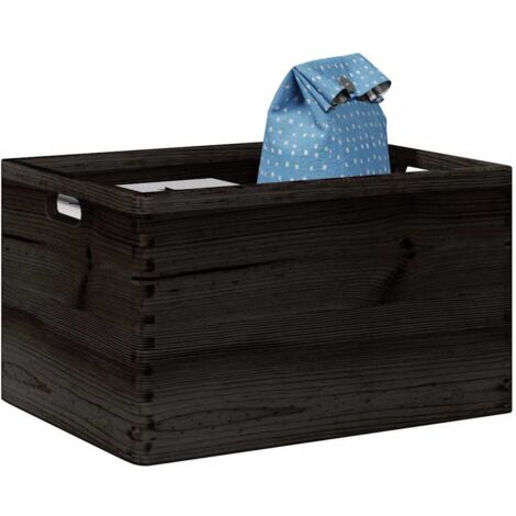 Boîte en bois avec poignées-Coffre de rangement-Stockage Rangement noir 40x30x23 cm bois de pin massif 829279 (1/5)