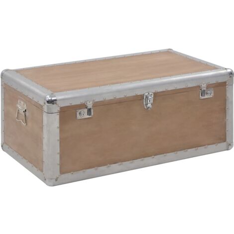Boîte de rangement-Coffre de rangement-Stockage Rangement Bois de sapin massif 91x52x40 cm Marron 822456 (1/5)