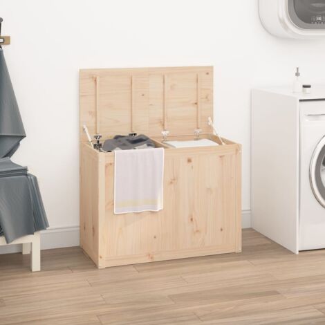 Boîte à linge-Coffre de rangement-Stockage Rangement 88,5x44x66 cm Bois massif de pin 960546 (1/5)