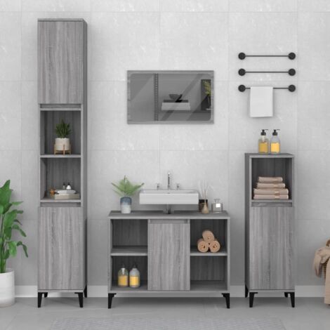 Ensemble de meubles de salle de bain 3 pcs-Meuble de salle de bain Sonoma gris 313756 (1/5)