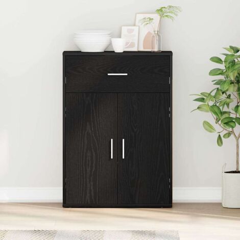 Buffet avec tiroir-Meuble de rangement Chêne noir 79 x 38 x 80 cm Bois d'ingénierie 430457 (1/5)