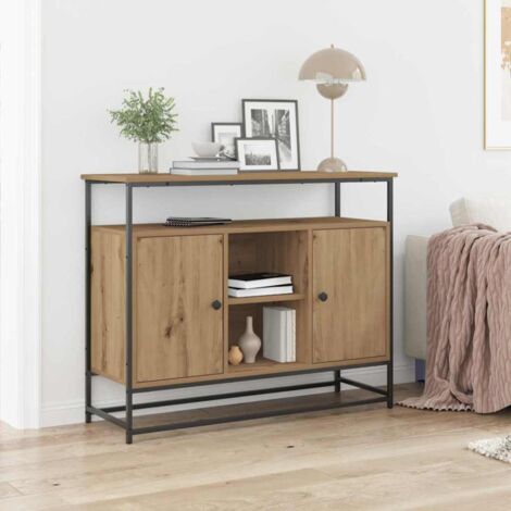 Buffet-Meuble de rangement chêne artisanal 100 x 35 x 80 cm Bois d'ingénierie 209315 (1/5)