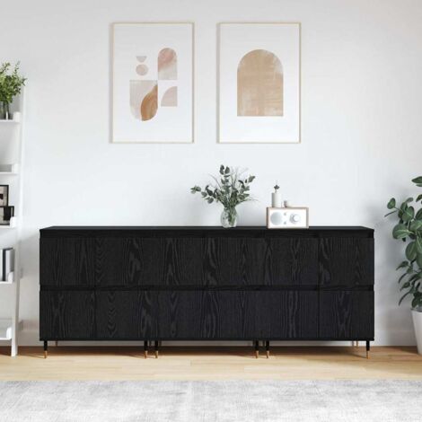 Buffets 3 pcs-Lot de 3 Meuble de rangement Chêne noir 180 x 35 x 70 cm Bois d'ingénierie 251446 (1/5)