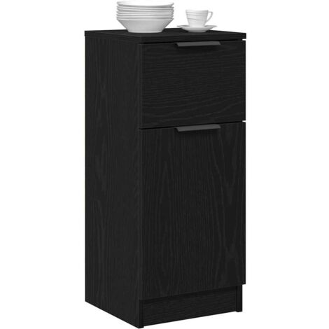 Buffet En Bois D'ingénierie Chêne Noir - Dimensions 30 X 30 X 70 Cm, Avec Porte à Charnière, Rangement élégant Pour Salon/cuisine