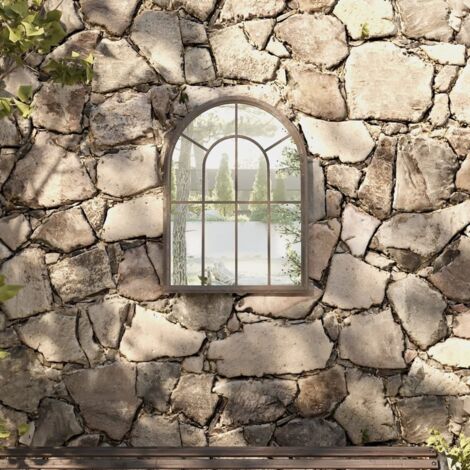 Miroir de jardin-Miroir décoratif-Miroir d'extérieur Sable 60x45 cm Fer pour utilisation extérieure 581698