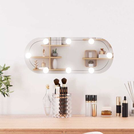 Miroir mural avec lumières LED-Miroir Suspendu à LED 20x50 cm verre ovale 766326 (1/5)