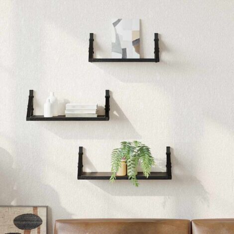 Ensemble d'étagères murales 3 pcs-Étagère murale-Étagère Suspendue Chêne noir 37 x 12 x 13 cm 690293 (1/5)