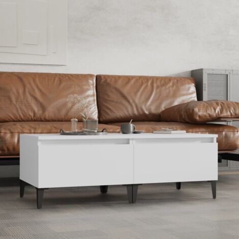Tables d'appoint 2 pcs-Table basse-Table Salon Blanc 50x46x35 cm Bois d'ingénierie 630659 (1/5)