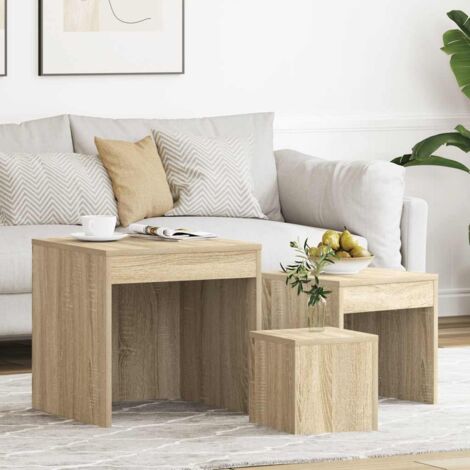 Tables gigognes 3 pcs-Table Basse-Table Salon Chêne sonoma Aggloméré 475280
