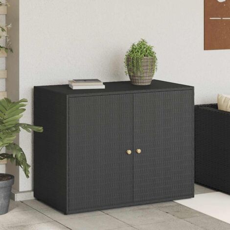Armoire de rangement de jardin-Meuble de stockage Noir 100x55,5x80 cm Résine tressée 884912 (1/5)