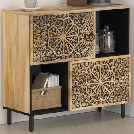 Armoire latérale-Meuble de rangement 80x33x75 cm bois massif de manguier 392706 (1/5)
