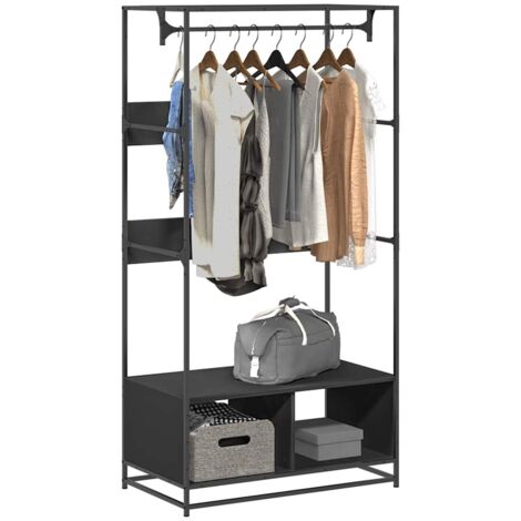 Armoire-Meuble de rangement noir 90x50x180 cm bois d’ingénierie 939602 (1/5)