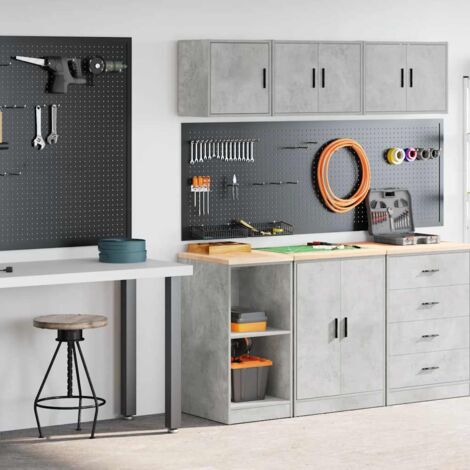 Armoires de garage 2 pcs-Meuble de rangement gris béton bois d'ingénierie 387932 (1/5)
