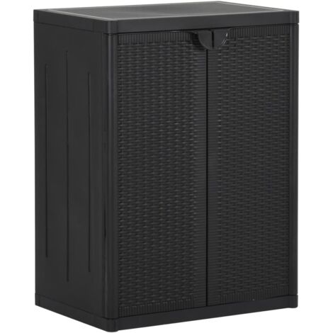 Armoire de rangement de jardin-Meuble de stockage Noir 65x45x88 cm PP Rotin 437517 (1/5)