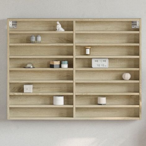 Armoire à vitrine-Meuble de rangement vitré chêne sonoma 100x8,5x75 cm bois d'ingénierie 347101 (1/5)