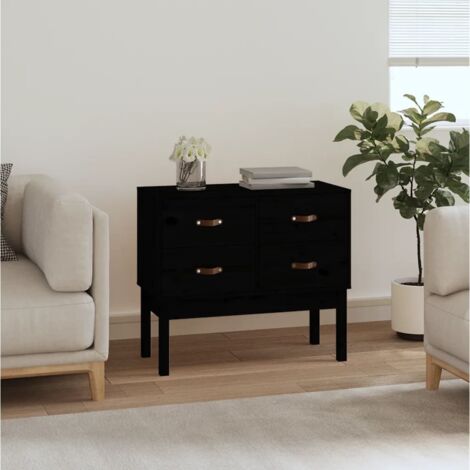 Armoire console-Meuble de rangement Noir 90x40x78 cm Bois de pin solide 198562 (1/5)