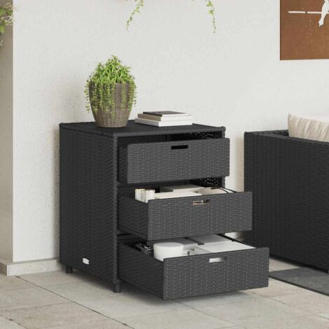 Armoire de rangement de jardin-Meuble de stockage noir 55x59x69 cm résine tressée 957462