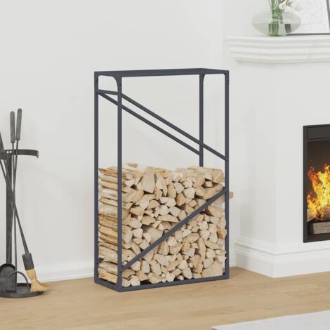 Portant de bois chauffage- Porte-bûches- Meuble pour range bûches anthracite 60x25x100 cm 328418 (1/5)