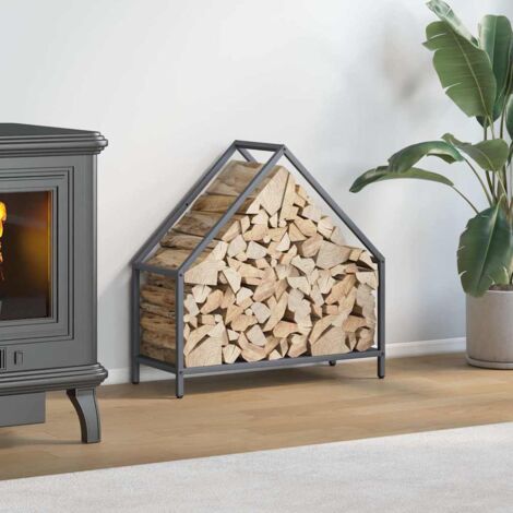 Portant de bois chauffage- Porte-bûches- Meuble pour range bûches anthracite 60x25x60 cm 706353 (1/5)