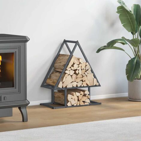 Portant de bois chauffage- Porte-bûches- Meuble pour range bûches anthracite 50x25x60 cm 110228