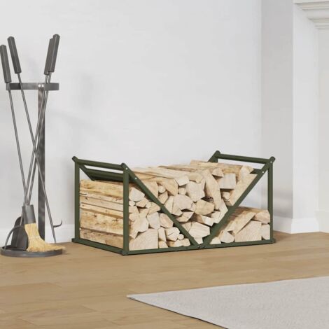 Portant de bois chauffage- Porte-bûches- Meuble pour range bûches vert olive 70x43x34,5 cm 712599 (1/5)